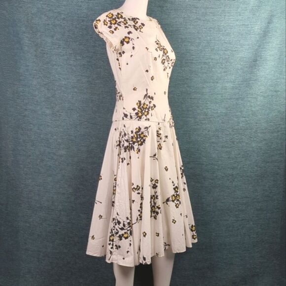 Vintage 1950s Georgiana Drop Waist A-Line Cotton Dress, With Rhinestones - Picture 8 of 16